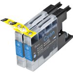 Pack de 2 Brother LC1280C cartouches d'encre compatibles extra haute capacité cyan (Ink Hero)