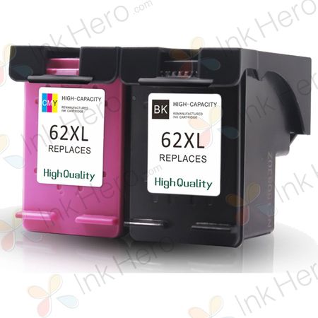 Pack de 2 HP 62XL cartouches d'encre compatibles haute capacité (Ink Hero)