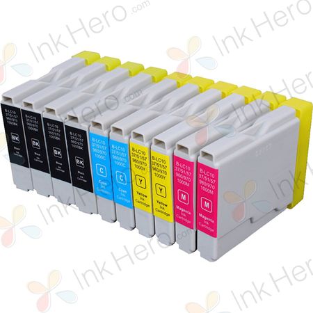 Pack de 10 Brother LC1000 cartouches d'encre compatibles (Ink Hero)