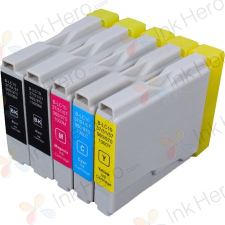 Pack de 5 Brother LC970 cartouches d'encre compatibles (Ink Hero)