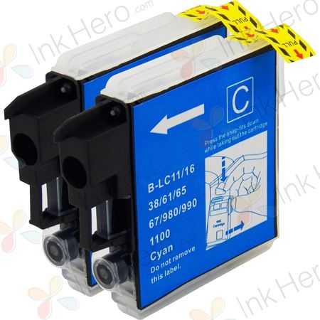 Pack de 2 Brother LC1100C cartouches d'encre compatibles cyan (Ink Hero)