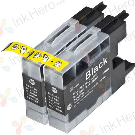 Pack de 2 Brother LC1280BK cartouches d'encre compatibles extra haute capacité noir (Ink Hero)