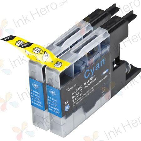 Pack de 2 Brother LC1280C cartouches d'encre compatibles extra haute capacité cyan (Ink Hero)