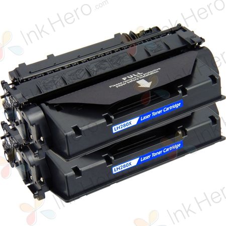 Pack de 2 HP 80X (CF280X) toner compatibles haute capacité noir (Ink Hero)