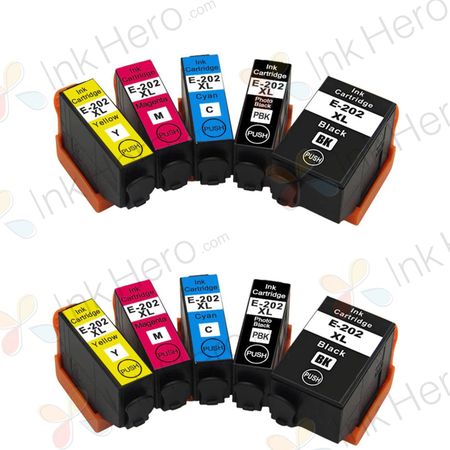 Pack de 10 Epson 202XL cartouches d'encre compatibles haute capacité (Ink Hero)