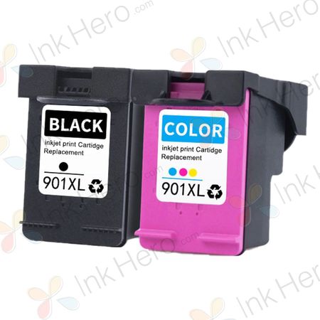 Pack de 2 HP 901XL cartouches d'encre compatibles haute capacité (Ink Hero)