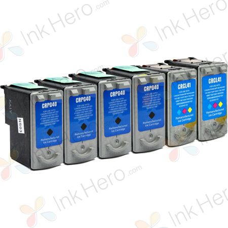 Pack de 6 Canon PG-40 & CL-41 cartouches d'encre compatibles (Ink Hero)