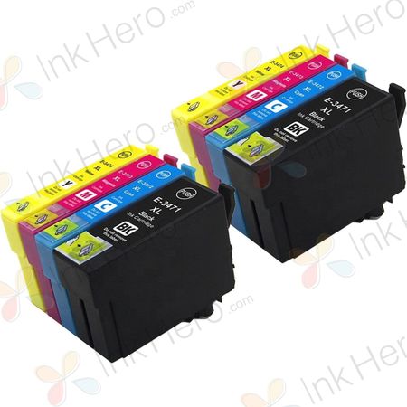 Pack de 8 Epson 34XL cartouches d'encre compatibles haute capacité (Ink Hero)