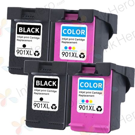 Pack de 4 HP 901XL cartouches d'encre compatibles haute capacité (Ink Hero)