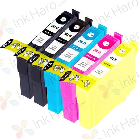 Pack de 5 Epson 202XL cartouches d'encre compatibles haute capacité (Ink Hero)