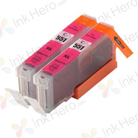 Pack de 2 Canon CLI-551XL cartouches d'encre compatibles haute capacité magenta (Ink Hero)