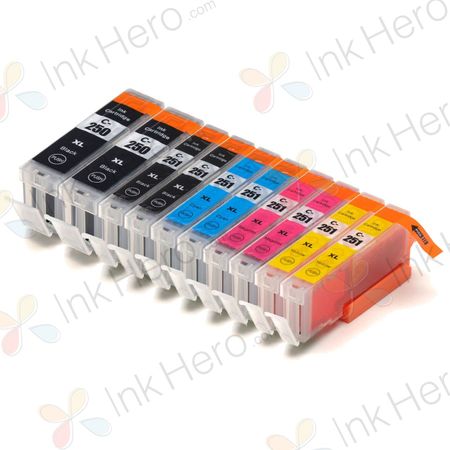 Pack de 10 Canon PGI-550XL & CLI-551XL cartouches d'encre compatibles haute capacité (Ink Hero)