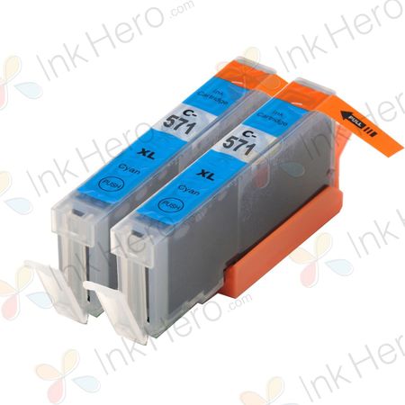 Pack de 2 Canon CLI-571XL cartouches d'encre compatibles haute capacité cyan (Ink Hero)