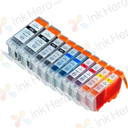 Pack de 10 Canon PGI-5 & CLI-8 cartouches d'encre compatibles (Ink Hero)