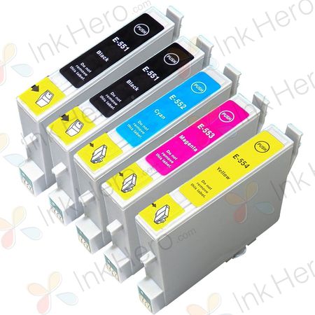 Pack de 5 Epson T0556 cartouches d'encre compatibles (Ink Hero)