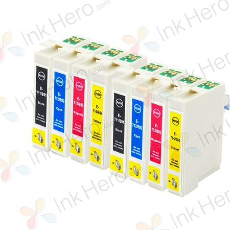 Pack de 8 Epson T0715 cartouches d'encre compatibles (Ink Hero)