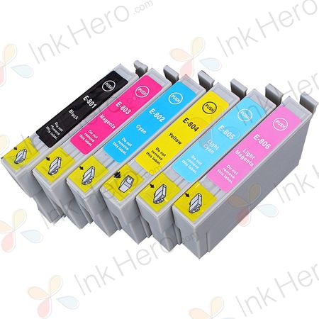 Pack de 6 Epson T0807 cartouches d'encre compatibles (Ink Hero)