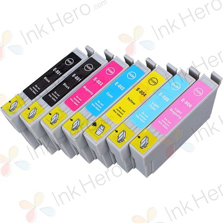 Pack de 7 Epson T0807 cartouches d'encre compatibles (Ink Hero)