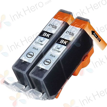 Pack de 2 Canon CLI-526BK cartouches d'encre compatibles noir (Ink Hero)