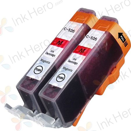 Pack de 2 Canon CLI-526M cartouches d'encre compatibles magenta (Ink Hero)