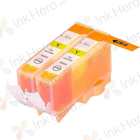 Pack de 2 Canon CLI-521Y cartouches d'encre compatibles jaune (Ink Hero)