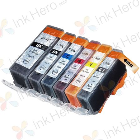 Pack de 6 Canon PGI-520 & CLI-521 cartouches d'encre compatibles (Ink Hero)