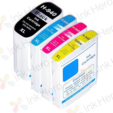 Pack de 4 HP 940XL cartouches d'encre compatibles haute capacité (Ink Hero)