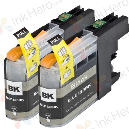 Pack de 2 Brother LC123 (LC121) cartouches d'encre compatibles haute capacité noir (Ink Hero)