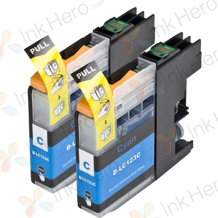 Pack de 2 Brother LC123 (LC121) cartouches d'encre compatibles haute capacité cyan (Ink Hero)