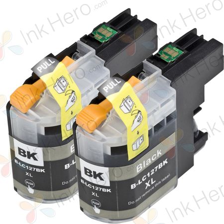 Pack de 2 Brother LC127BK cartouches d'encre compatibles super haute capacité noir (Ink Hero)