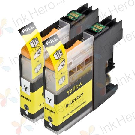 Pack de 2 Brother LC123 (LC121) cartouches d'encre compatibles haute capacité jaune (Ink Hero)