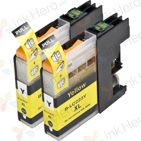 Pack de 2 Brother LC223 (LC221) cartouches d'encre compatibles haute capacité jaune (Ink Hero)